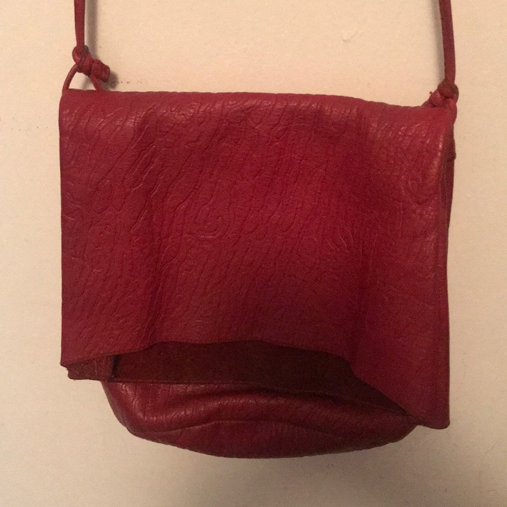 Sexy red leather vintage crossbody